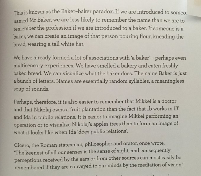 💎 We’re more likely to remember someone is a baker, than if their surname is Baker (the Baker